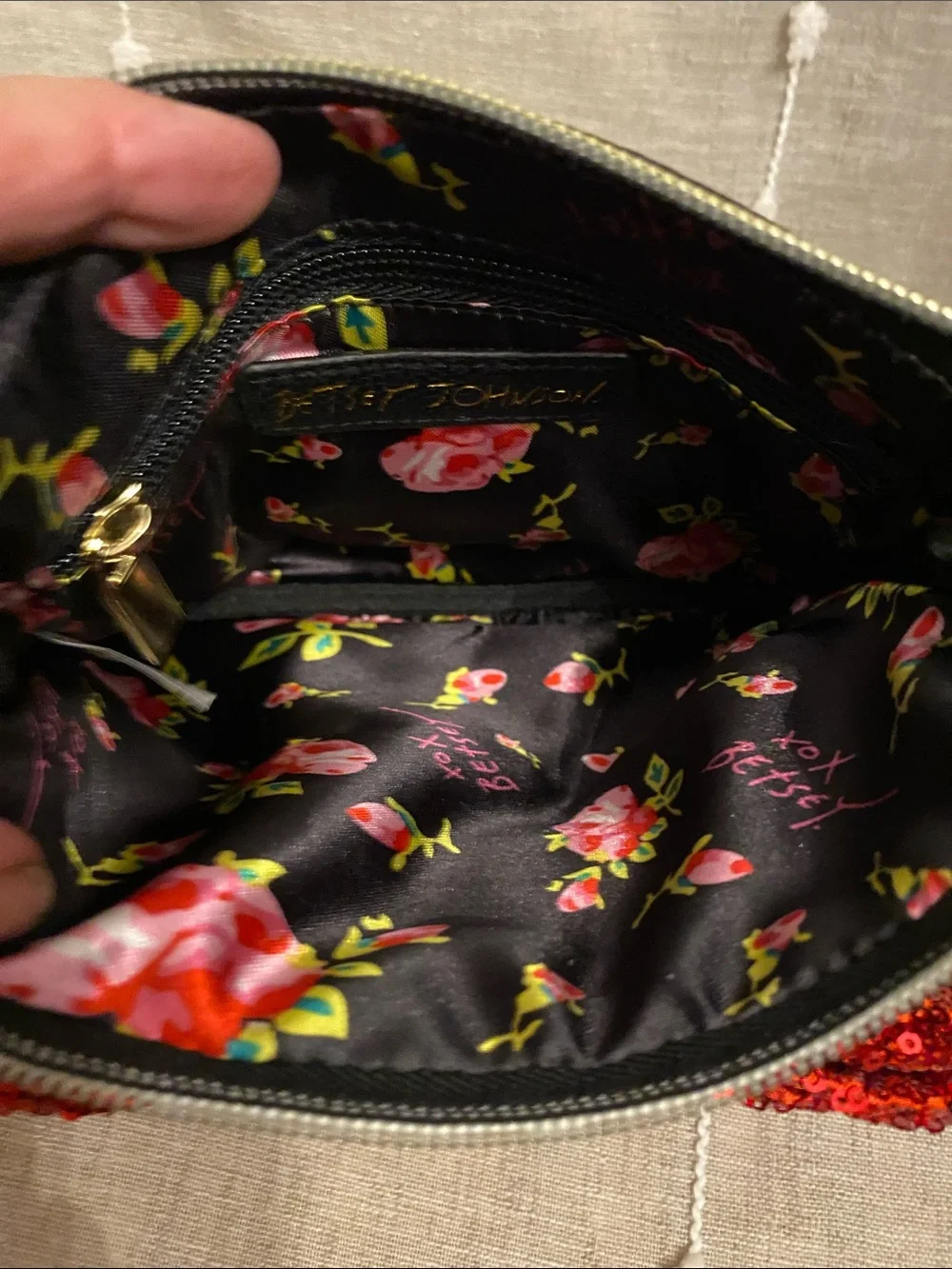 Black Polka Dot Wristlet with Red Sequin Bow